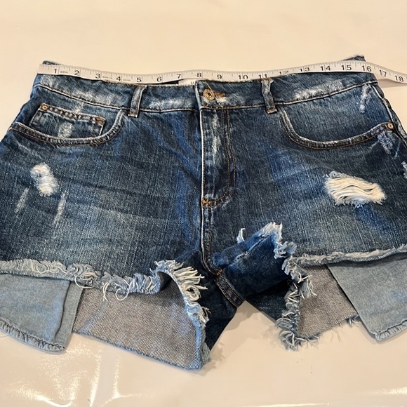 Mango Denim Cutoff Shorts High Rise Size 6 - Picture 4 of 16